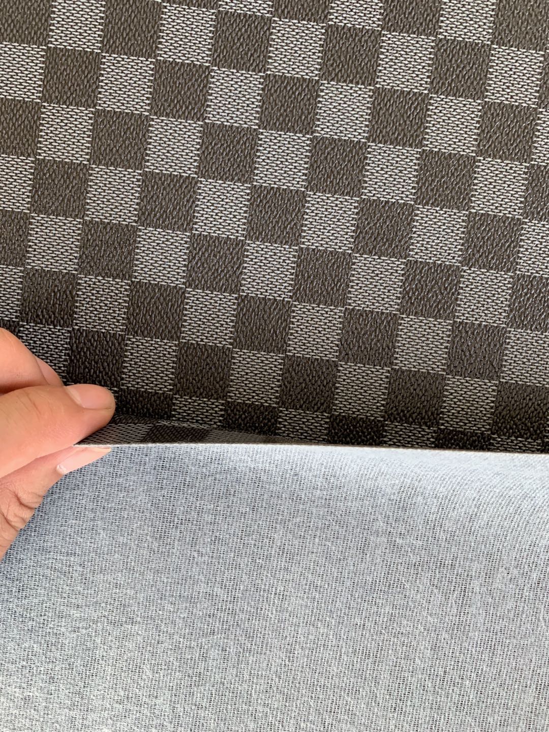 Classic Plaid Leather Fabric Handmade Shoes Fabric,The Purse Fabric Bags fabric( Gray )