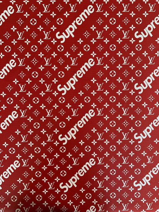 Fashion LV Supreme Leather Case Fabric,Handmade Bag Fabric,Hand-made Shoes Fabric By Yards(Red)
