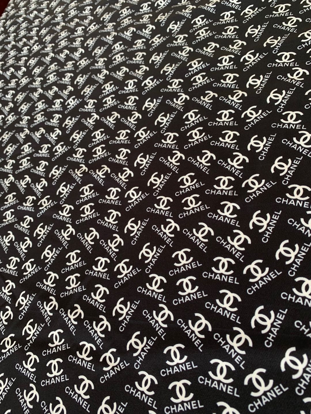 Classic Fashion Printing Fabric Clothes Fabric Mask Fabric Shoes Fabric Elastic fabric (Black)