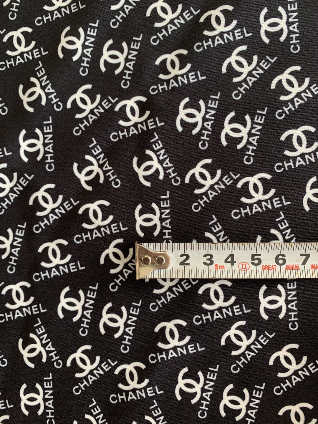 Classic Fashion Printing Fabric Clothes Fabric Mask Fabric Shoes Fabric Elastic fabric (Black)