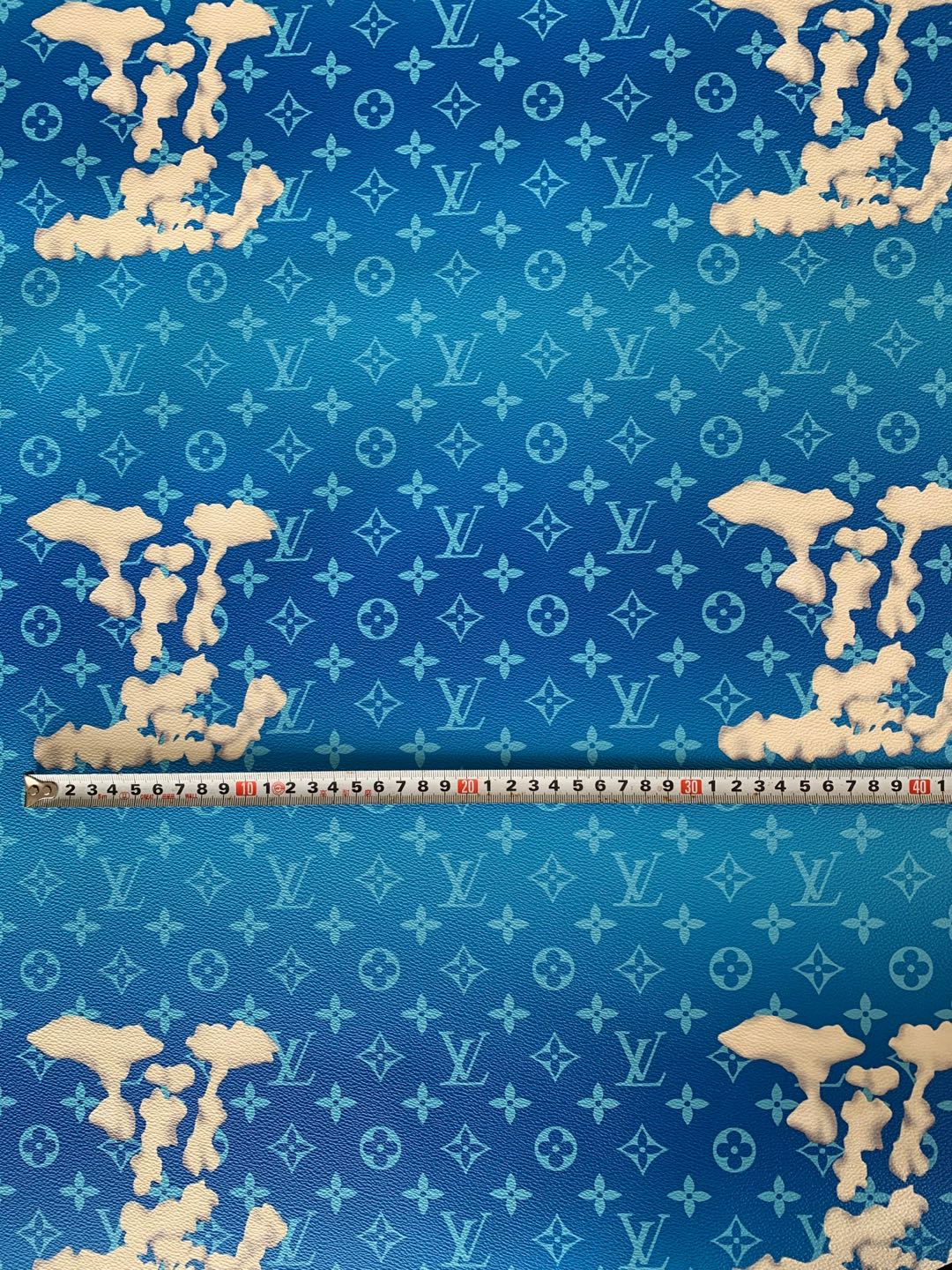 Classic Blue Cloud Pattern LV Leather Case Fabric,Handmade Bag Fabric,Hand-made Shoes Leather Fabric