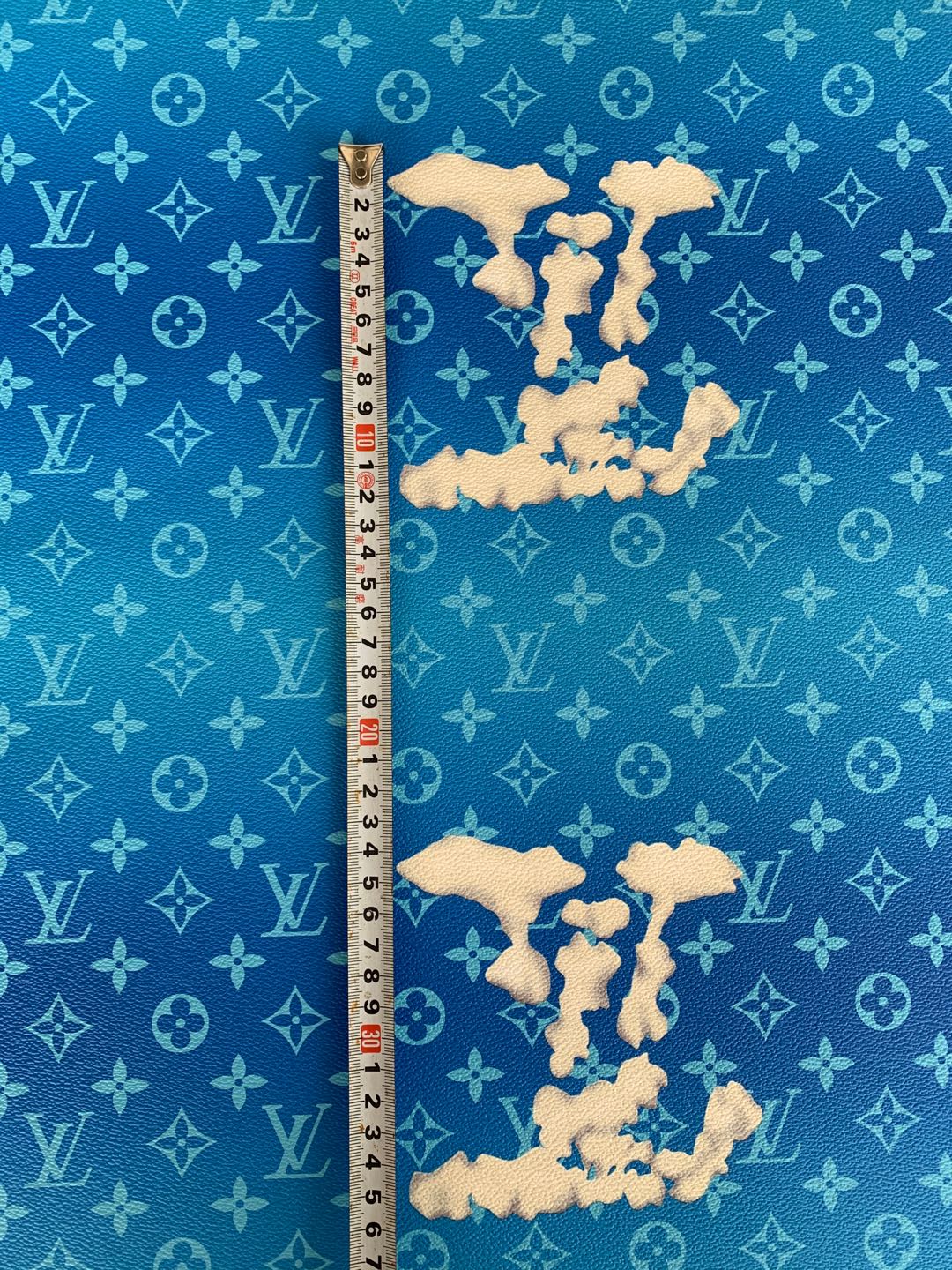Classic Blue Cloud Pattern LV Leather Case Fabric,Handmade Bag Fabric,Hand-made Shoes Leather Fabric