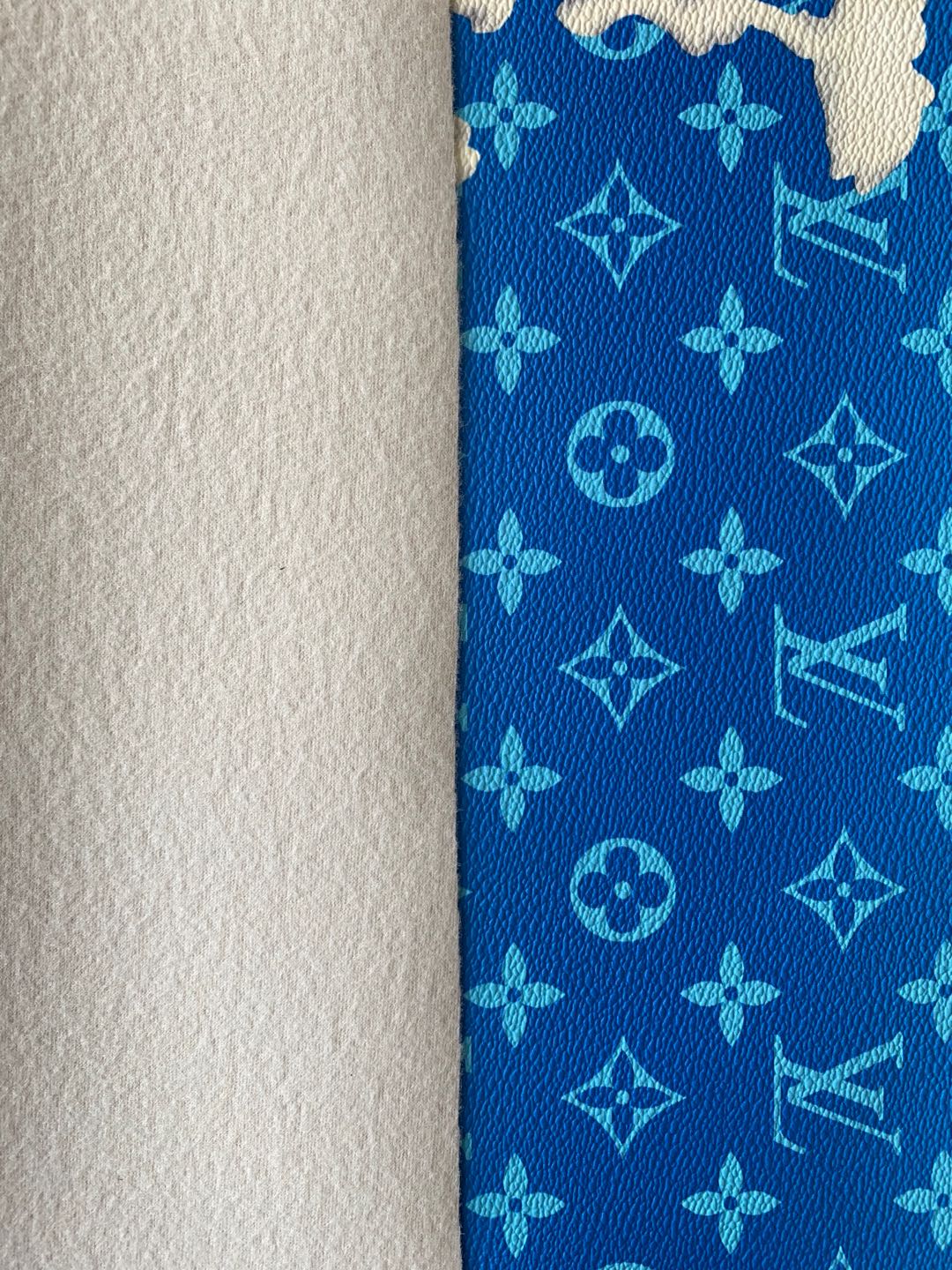 Classic Blue Cloud Pattern LV Leather Case Fabric,Handmade Bag Fabric,Hand-made Shoes Leather Fabric