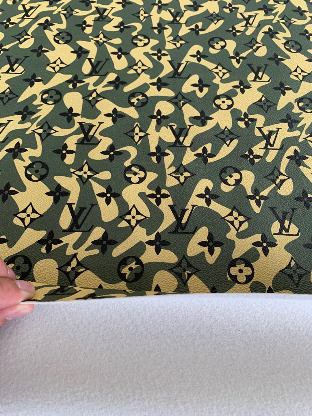 Classic LV Camouflage Leather Case Fabric,Handmade Bag Fabric,Hand-made Shoes Leather Fabric