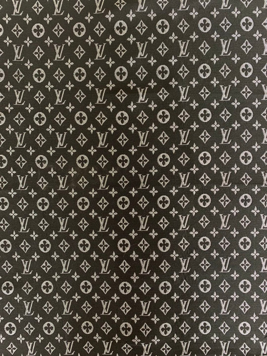 Classic LV Canvas Jacquard Fabric Cloth,   Bags Fabric  Shoes Fabric Hat Fabric Clothing Fabric Mask Fabric (Black)
