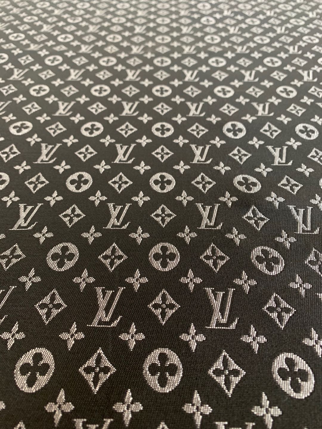 Classic LV Canvas Jacquard Fabric Cloth, Bags Fabric Shoes Fabric Hat Fabric Clothing Fabric Mask Fabric (Black)