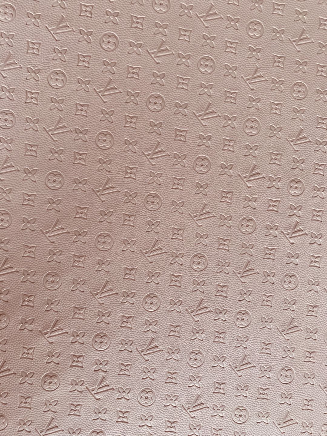 Fashion Embossed LV Crafting Leather Fabric For Handmade Bags ,shoes and DIY Handicrafts  By Yards (Pink)
