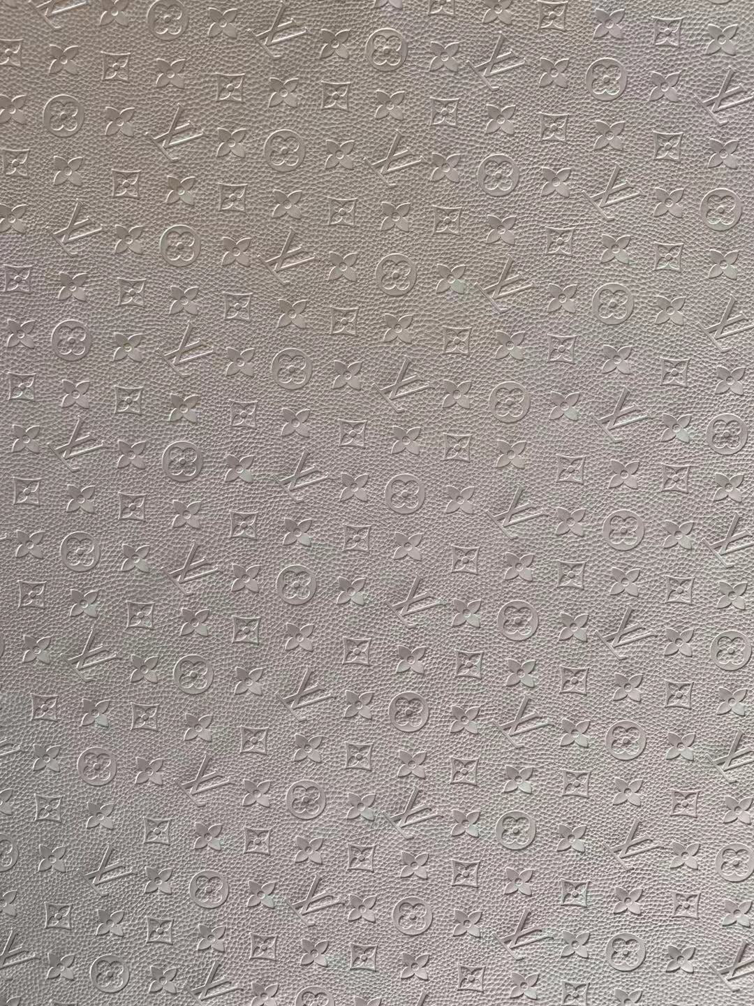 Fashion Embossed LV Crafting Leather Fabric For Handmade Bags ,Shoes and DIY Handicrafts By Yards (White)