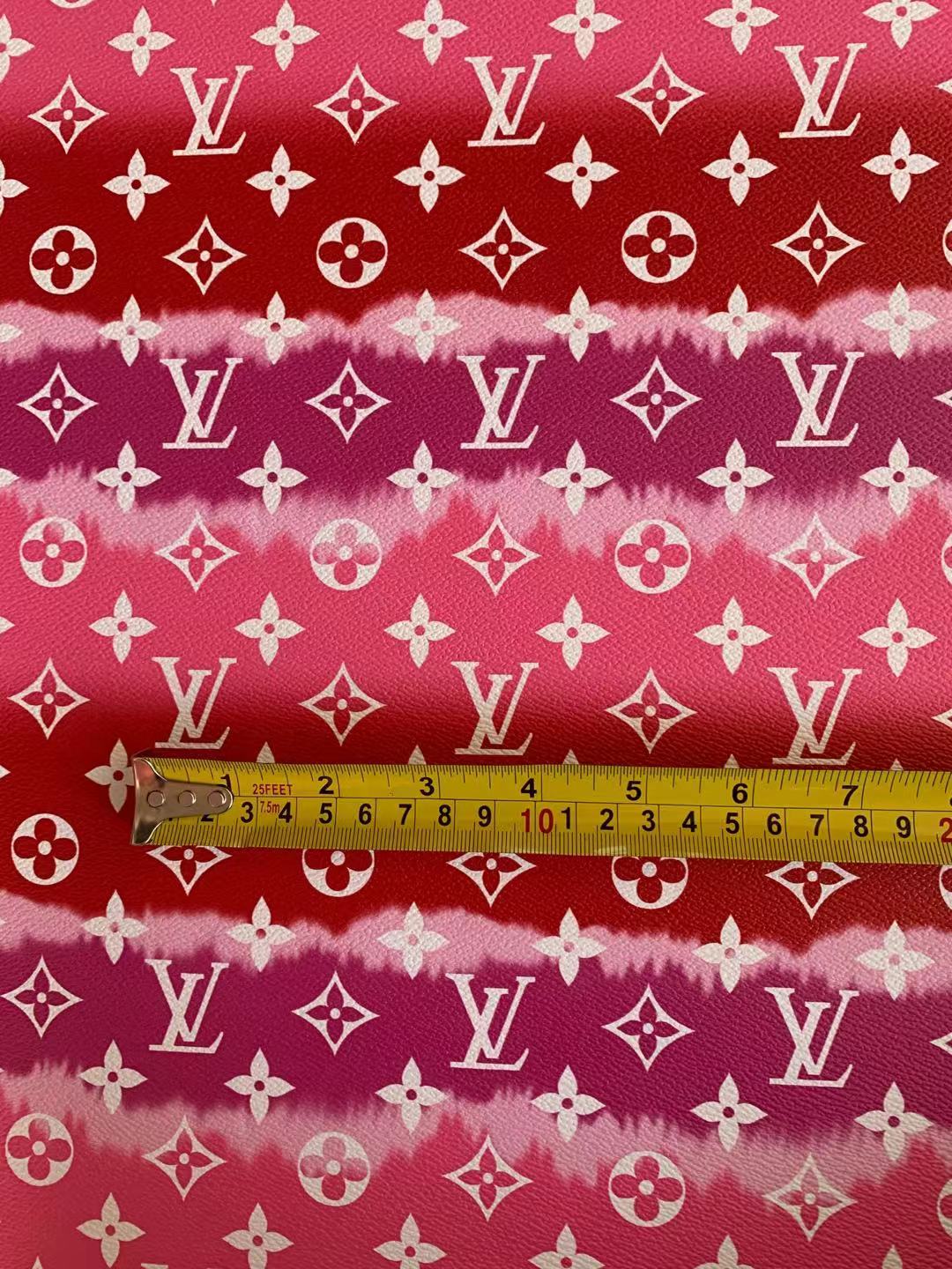 Classic LV Leather Case Fabric,Handmade Bag Leather,Hand-made Shoes Leather Fabric By Yard (Red Color Stripe)