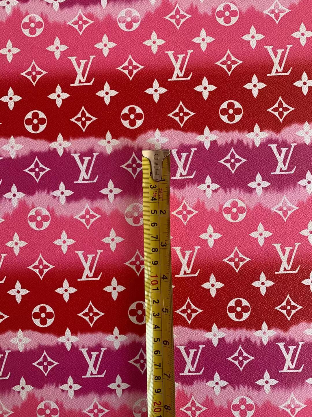 Classic LV Leather Case Fabric,Handmade Bag Leather,Hand-made Shoes Leather Fabric By Yard (Red Color Stripe)