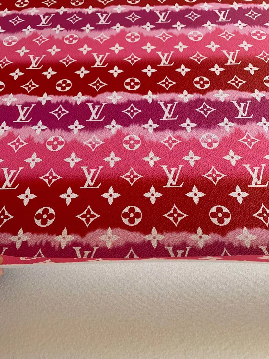 Classic LV Leather Case Fabric,Handmade Bag Leather,Hand-made Shoes Leather Fabric By Yard (Red Color Stripe)
