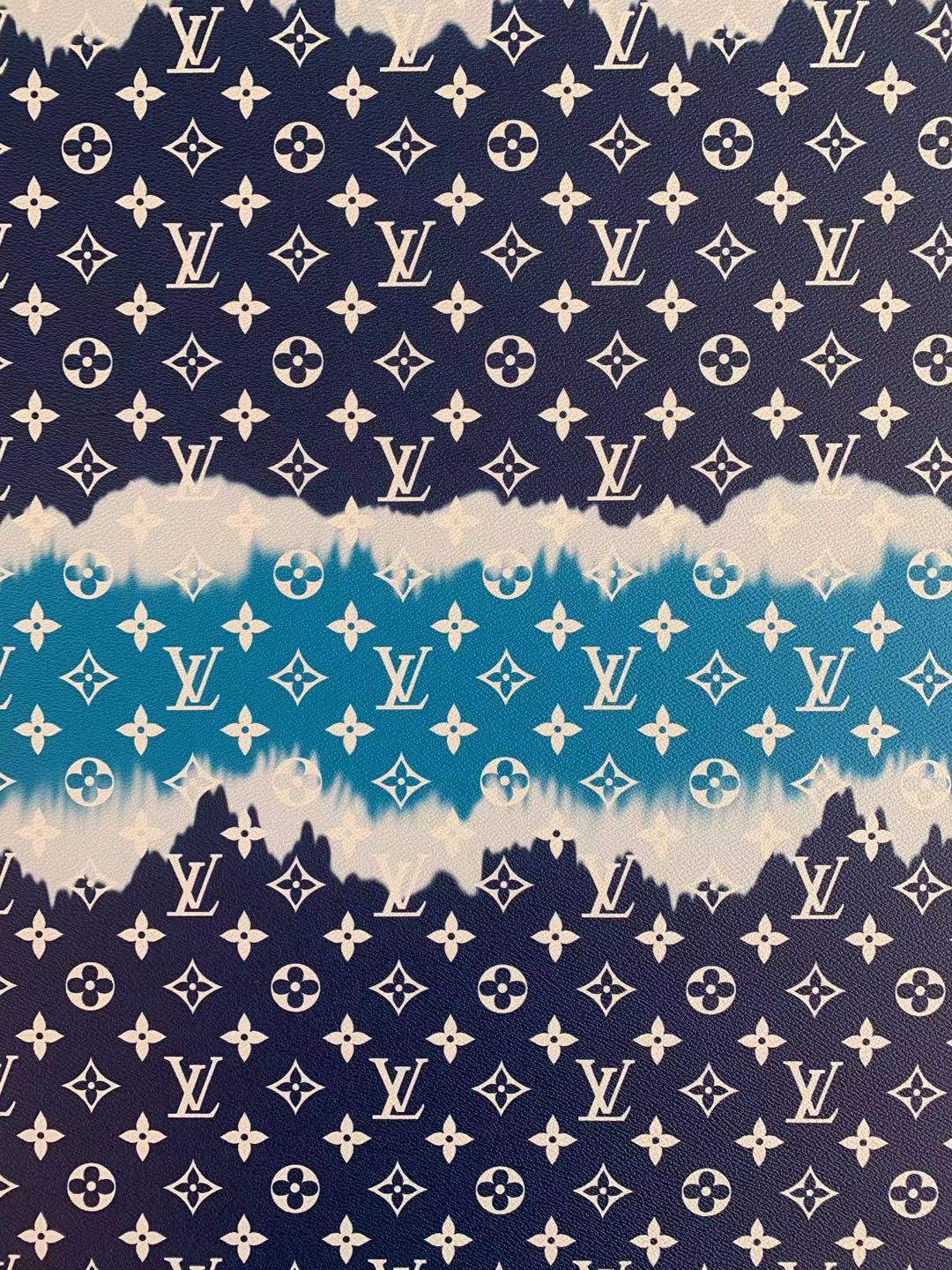 Classic LV Leather Crafting Leather Fabric For Handmade Shoes ,Bags and Handicrafts By Yard (Blue Color Stripe)