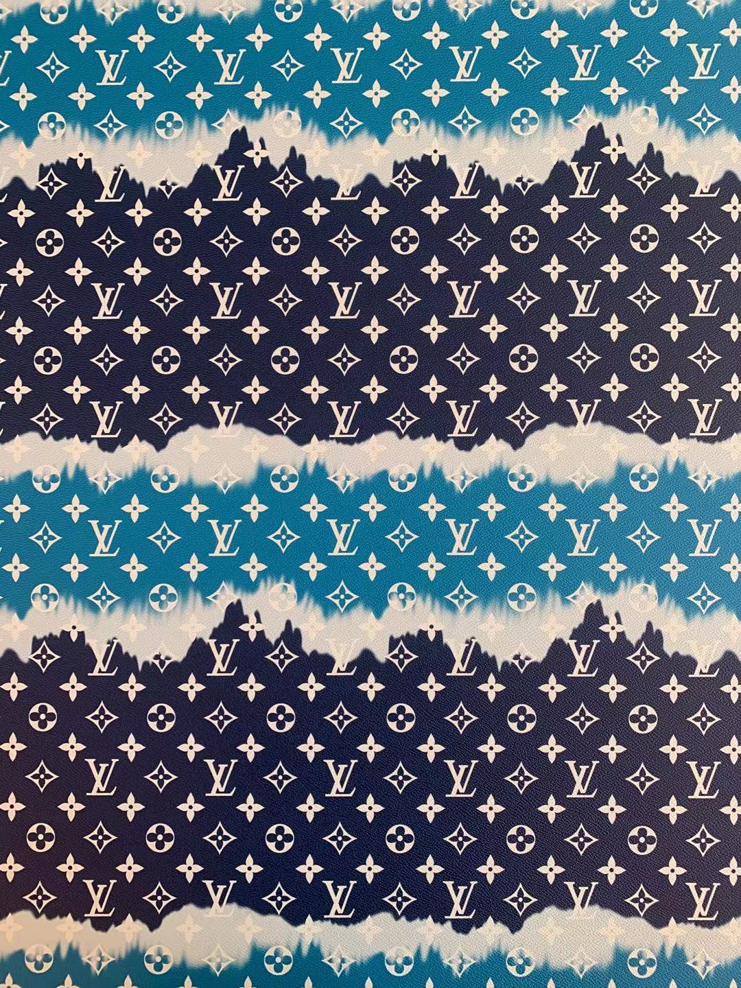 Classic LV Leather Crafting Leather Fabric For Handmade Shoes ,Bags and Handicrafts By Yard (Blue Color Stripe)