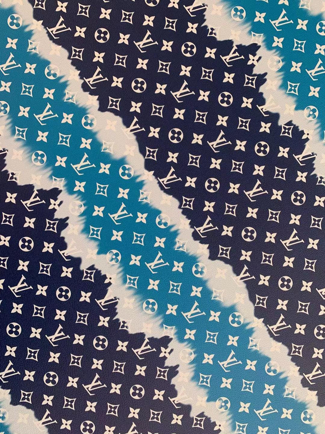 Classic LV Leather Crafting Leather Fabric For Handmade Shoes ,Bags and Handicrafts By Yard (Blue Color Stripe)