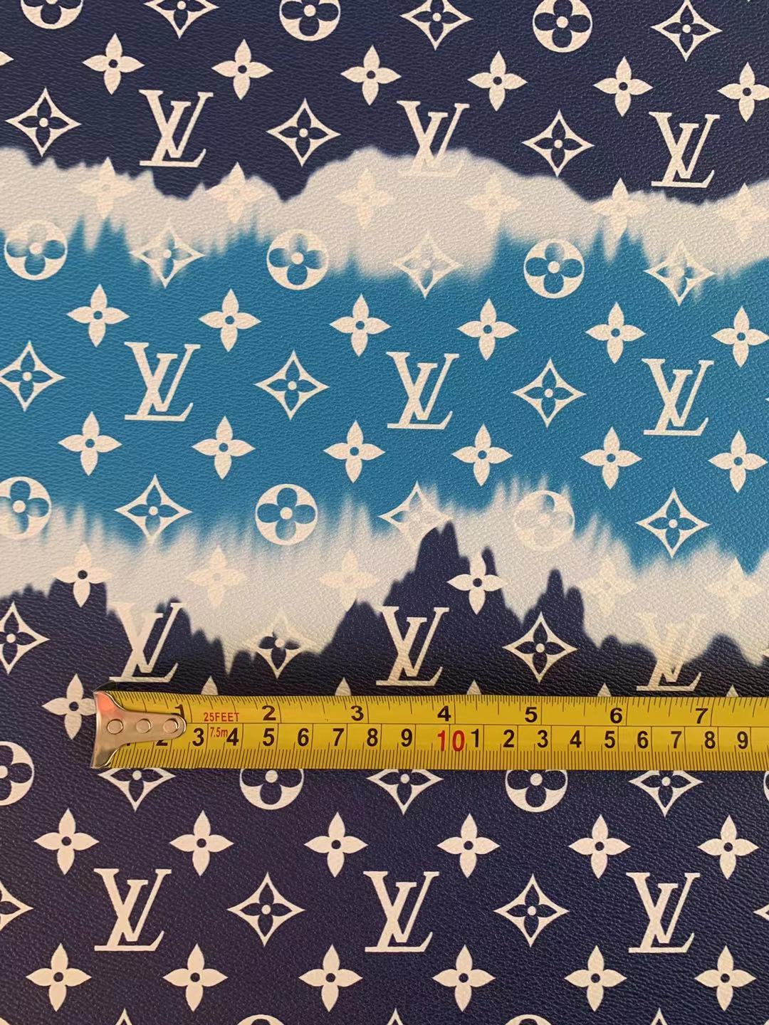 Classic LV Leather Crafting Leather Fabric For Handmade Shoes ,Bags and Handicrafts By Yard (Blue Color Stripe)
