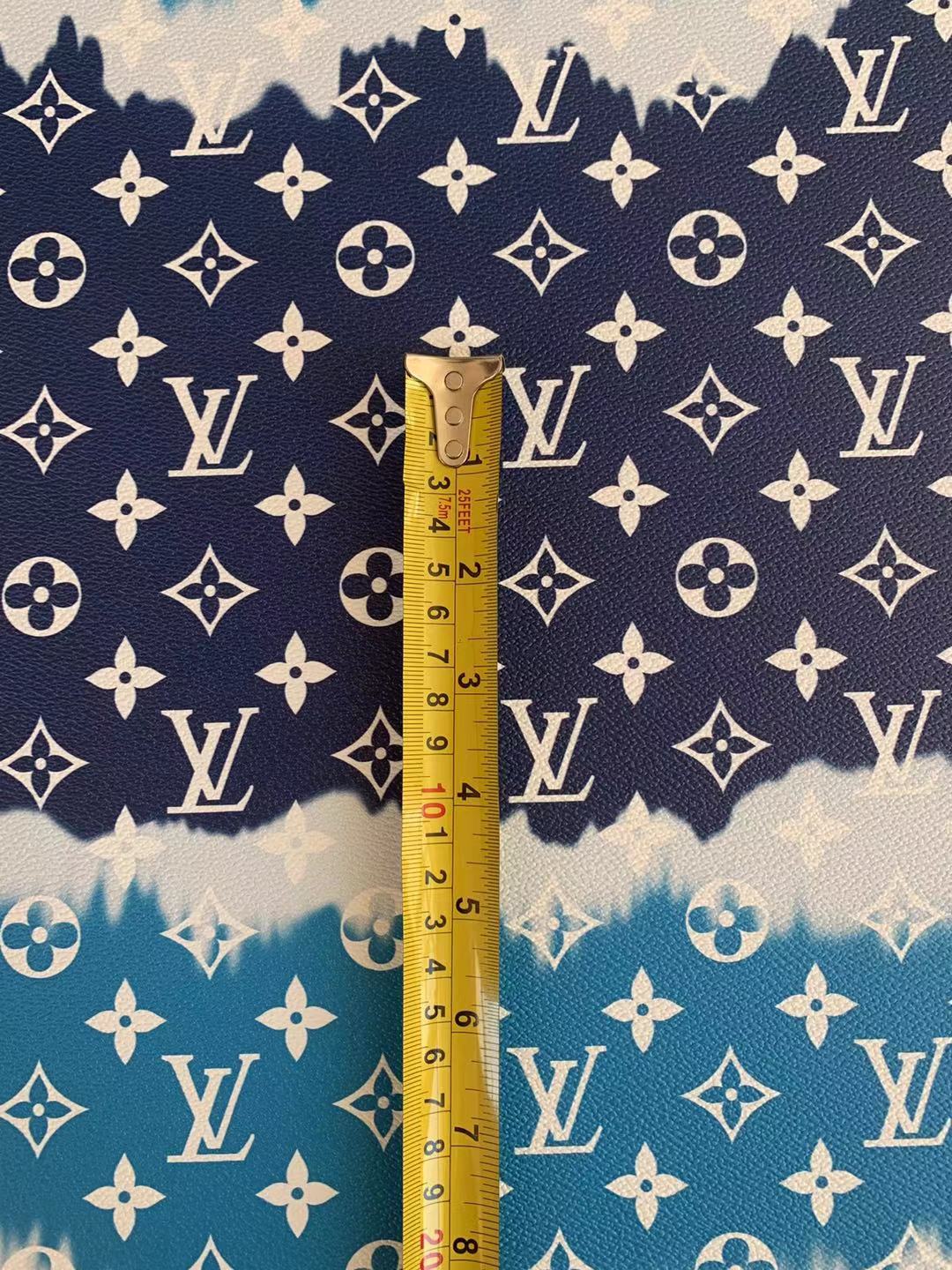 Classic LV Leather Crafting Leather Fabric For Handmade Shoes ,Bags and Handicrafts By Yard (Blue Color Stripe)