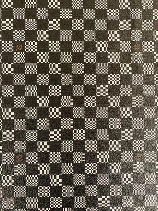 Classic Louis Vuitton Grid Leather Case Fabric,Handmade Bag Leather,Hand-made Shoes  Leather Grid Leather Cup Mat Leather(Black X white)