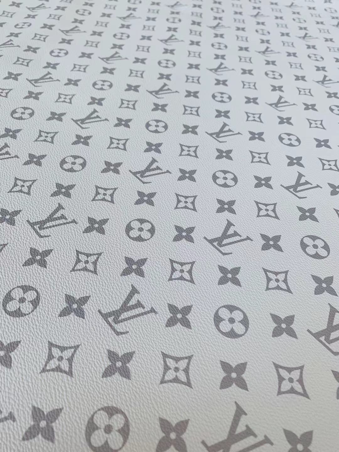 Classic LV vinyl crafting leather fabric For Handmade Shoes,Furniture ,Bike ,Bag and DIY Handicrafts By Yard  (White)