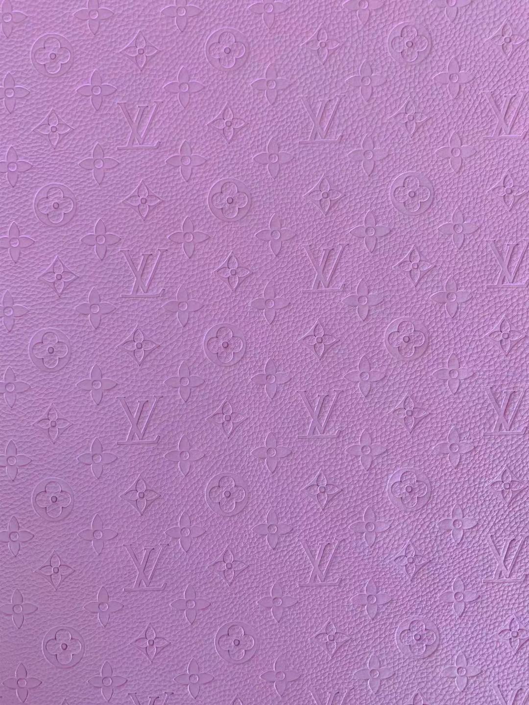 Fashion Embossed LV Crafting Leather Fabric For Handmade Bags ,Shoe and DIY Handicrafts By Yards (Purple)