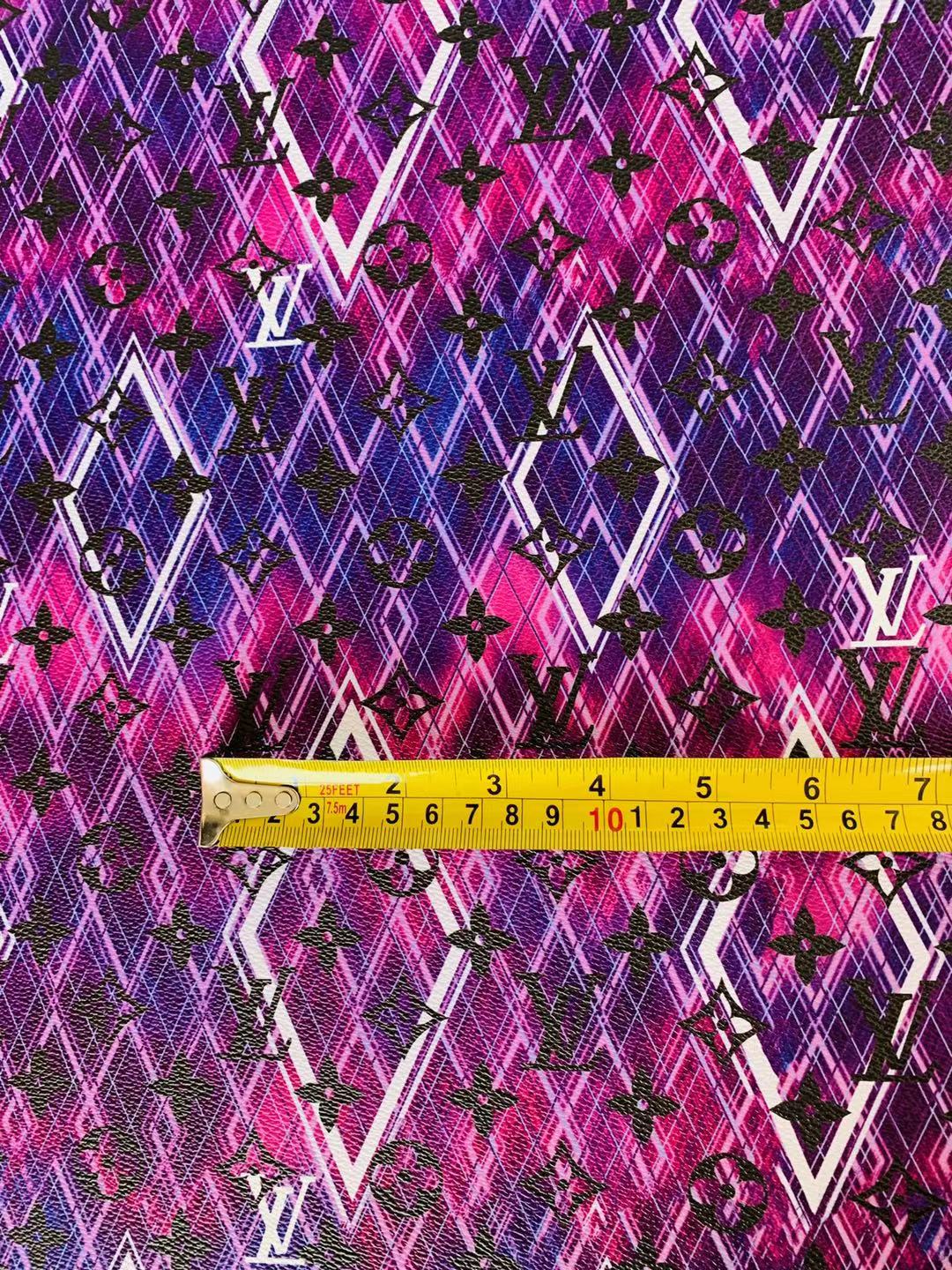 Classic Gradual Change Purple Pattern LV Leather Case Fabric,Handmade Bag Fabric,Hand-made Shoes Leather Fabric By Yard