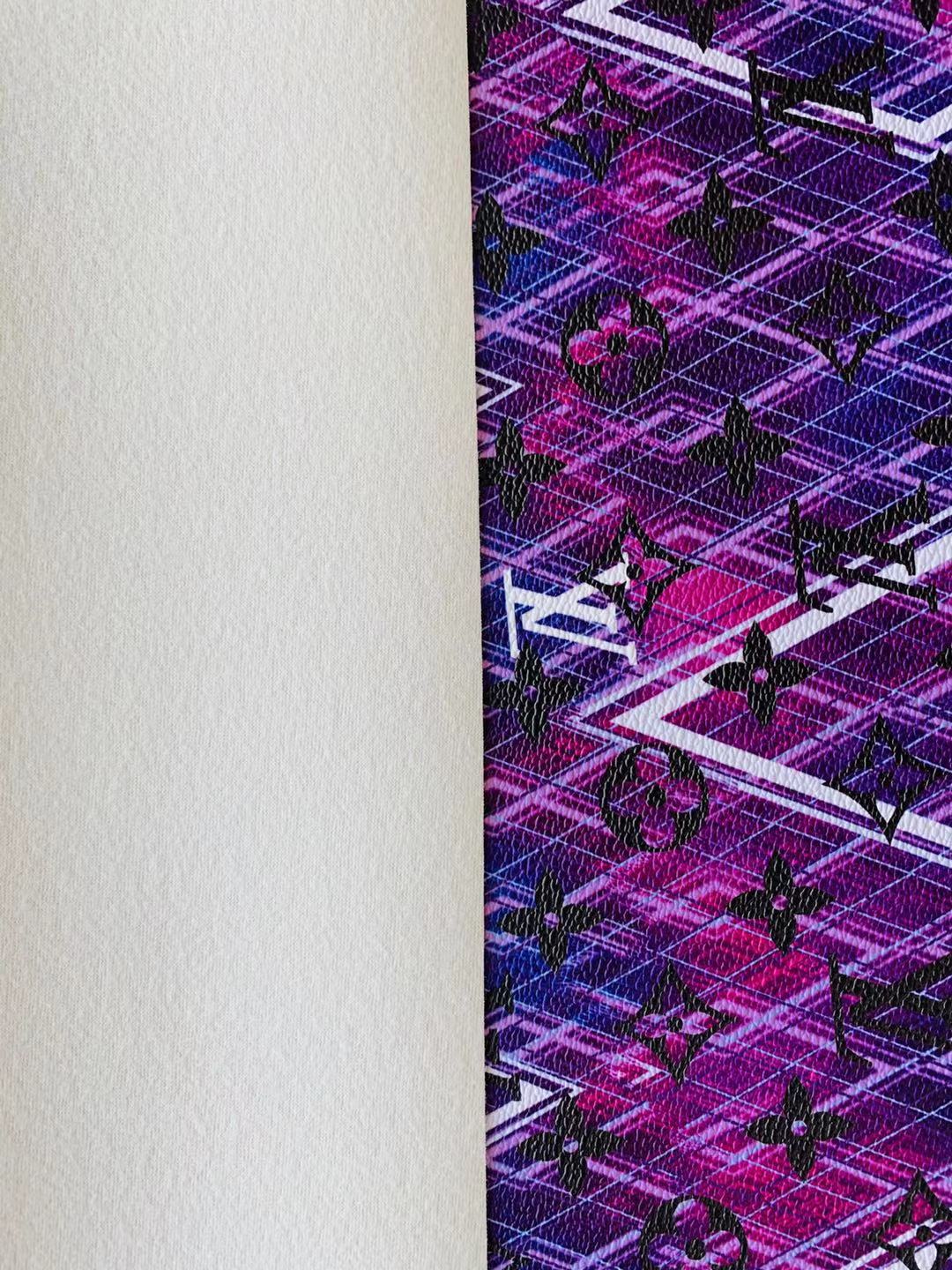 Classic Gradual Change Purple Pattern LV Leather Case Fabric,Handmade Bag Fabric,Hand-made Shoes Leather Fabric By Yard