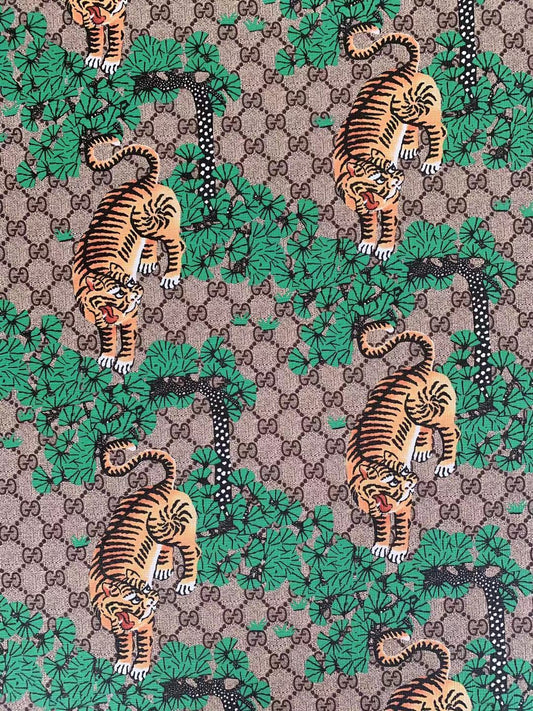 Classic Gucci Leather Case Fabric,Handmade Bag Fabric,Hand-made Shoes Fabric, with Tiger Leather By Yard