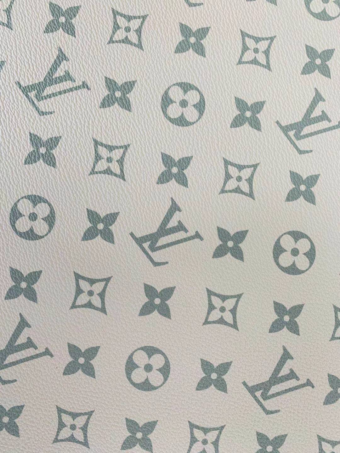 Classic LV vinyl crafting leather fabric For Handmade Shoes,Furniture ,Bike ,Bag and DIY Handicrafts By Yard  (Dark black With green)