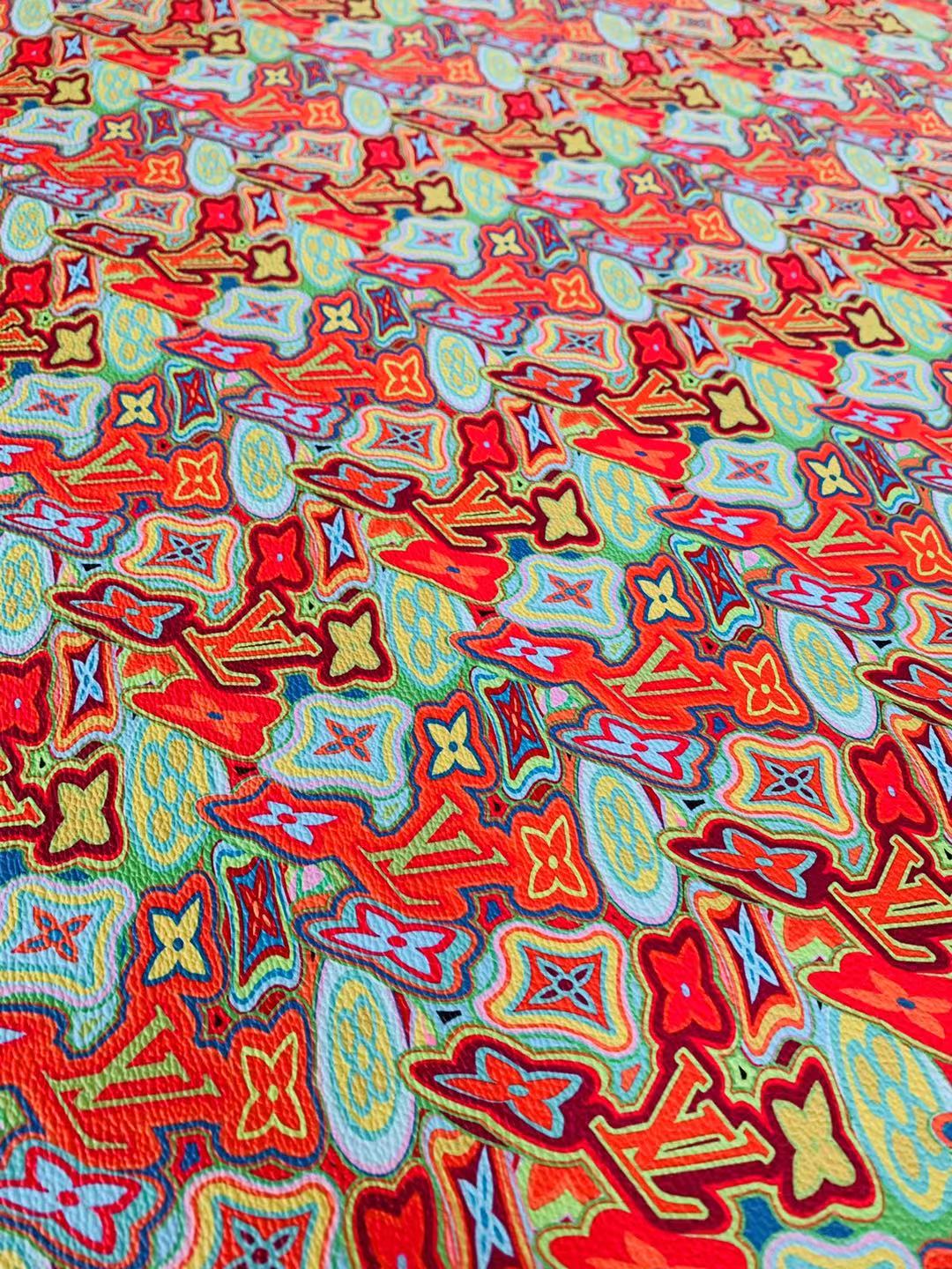 Classic LV Leather Case Fabric,Handmade Bag Fabric,Hand-made Shoes Fabric By Yard (Geometric Design)