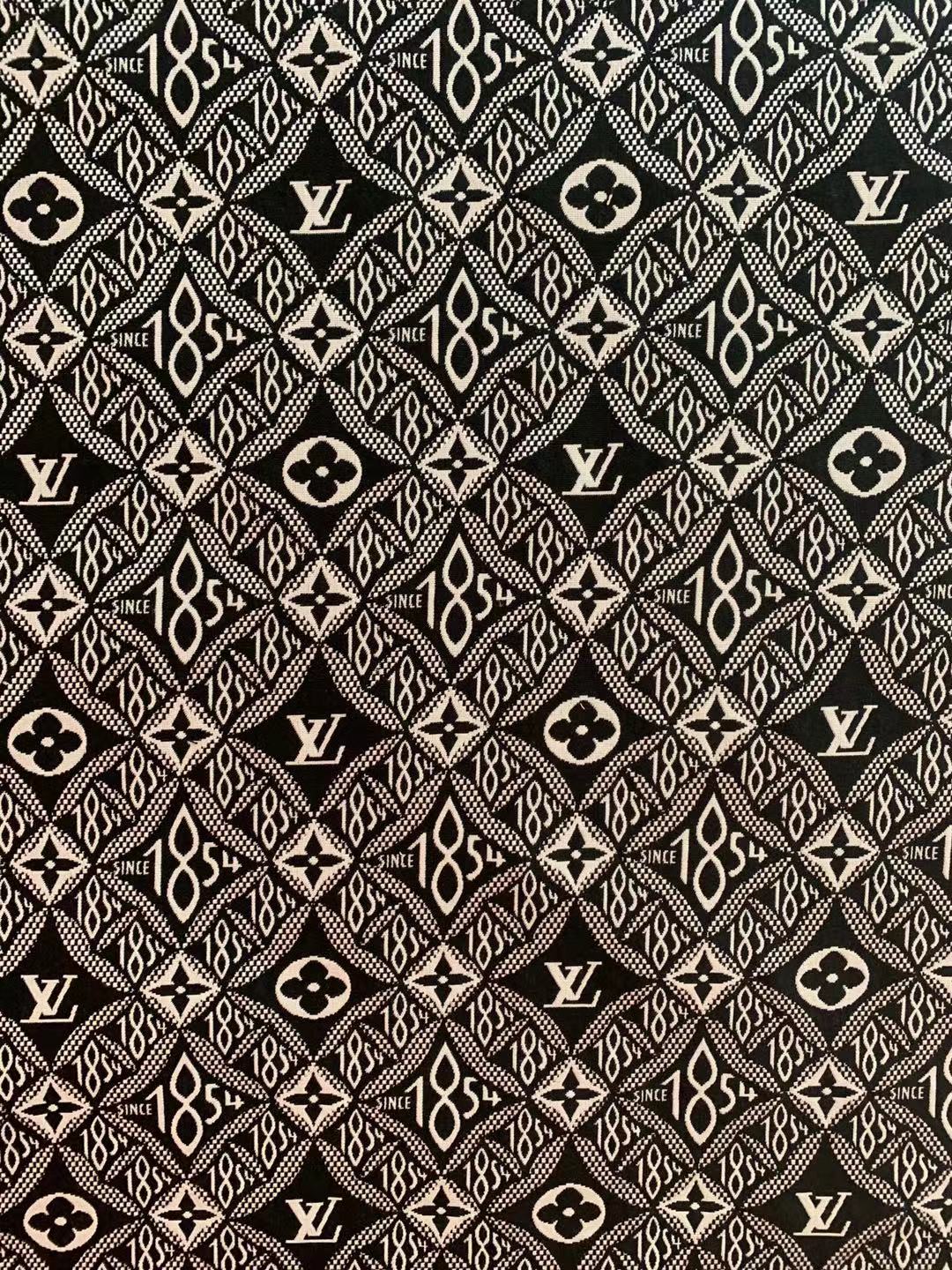 Classic LV 1854 Jacquard Cloth Fabric ,Handmade shoes fabric ,Bag fabric Handcraft fabric By Yard (Black)