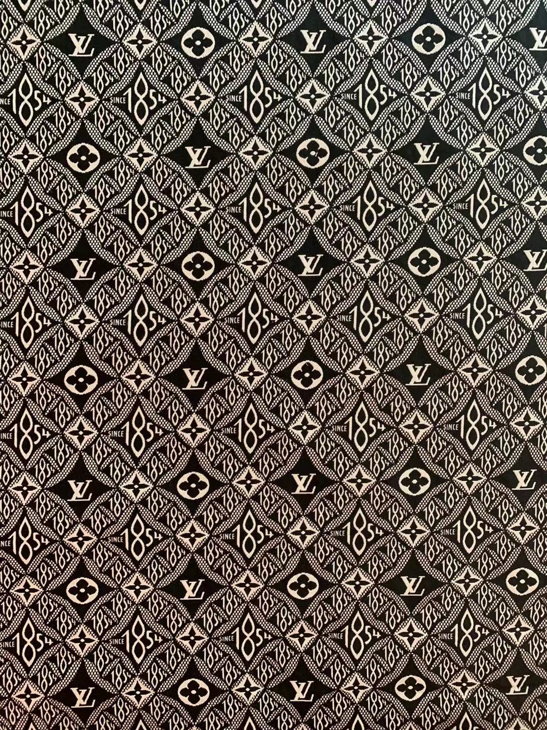 Classic LV 1854 Jacquard Cloth Fabric ,Handmade shoes fabric ,Bag fabric Handcraft fabric By Yard (Black)