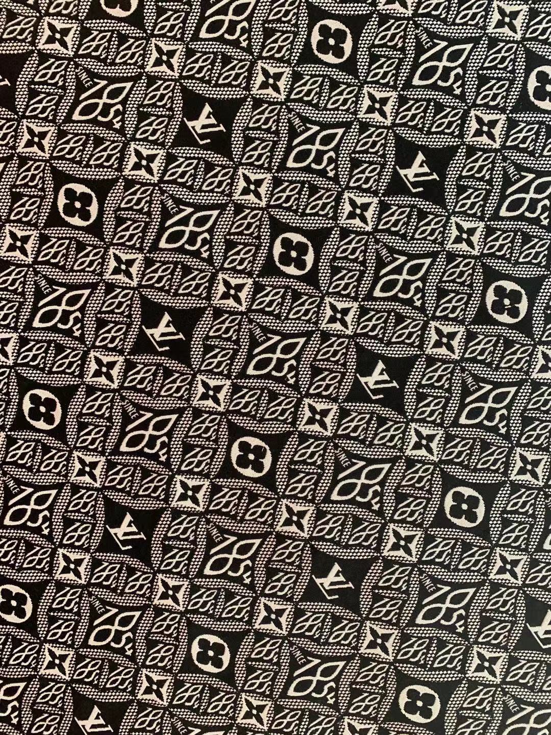 Classic LV 1854 Jacquard Cloth Fabric ,Handmade shoes fabric ,Bag fabric Handcraft fabric By Yard (Black)