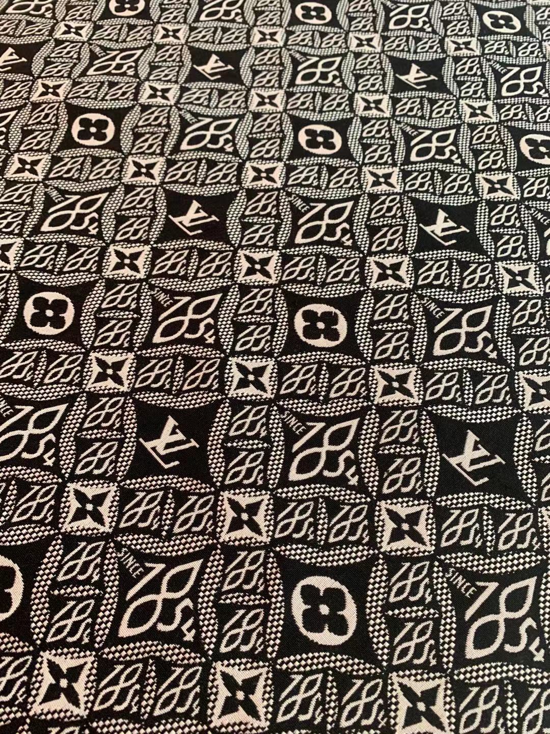 Classic LV 1854 Jacquard Cloth Fabric ,Handmade shoes fabric ,Bag fabric Handcraft fabric By Yard (Black)