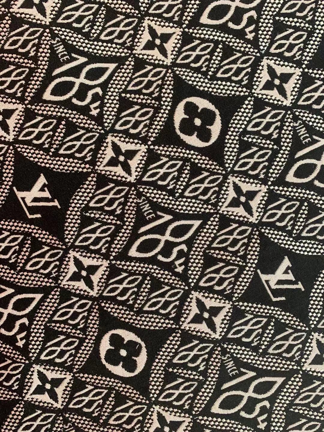 Classic LV 1854 Jacquard Cloth Fabric ,Handmade shoes fabric ,Bag fabric Handcraft fabric By Yard (Black)