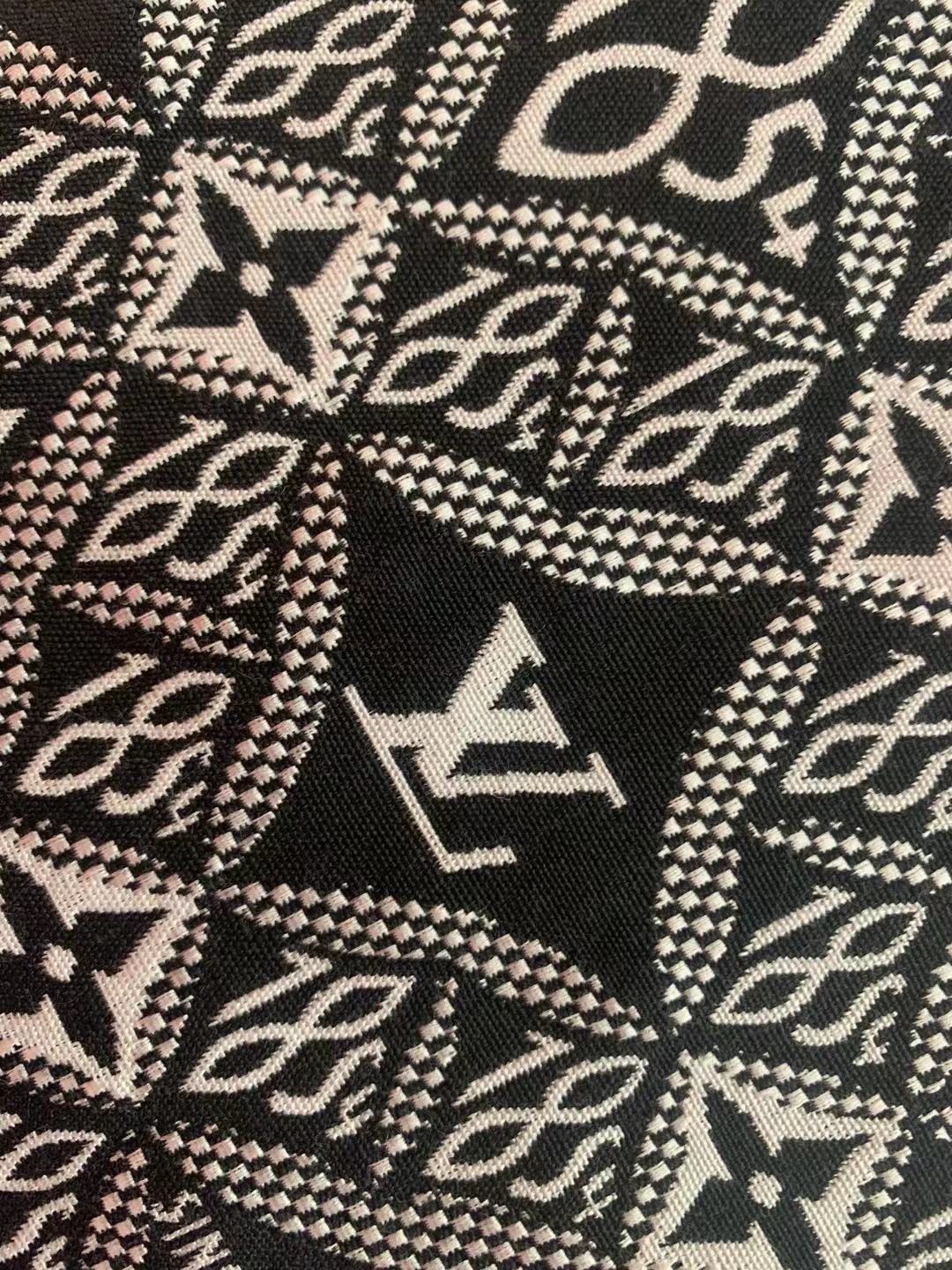 Classic LV 1854 Jacquard Cloth Fabric ,Handmade shoes fabric ,Bag fabric Handcraft fabric By Yard (Black)