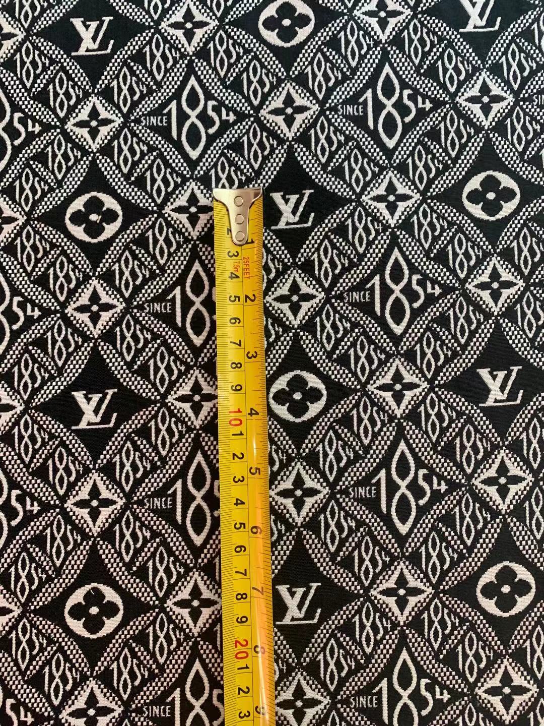 Classic LV 1854 Jacquard Cloth Fabric ,Handmade shoes fabric ,Bag fabric Handcraft fabric By Yard (Black)