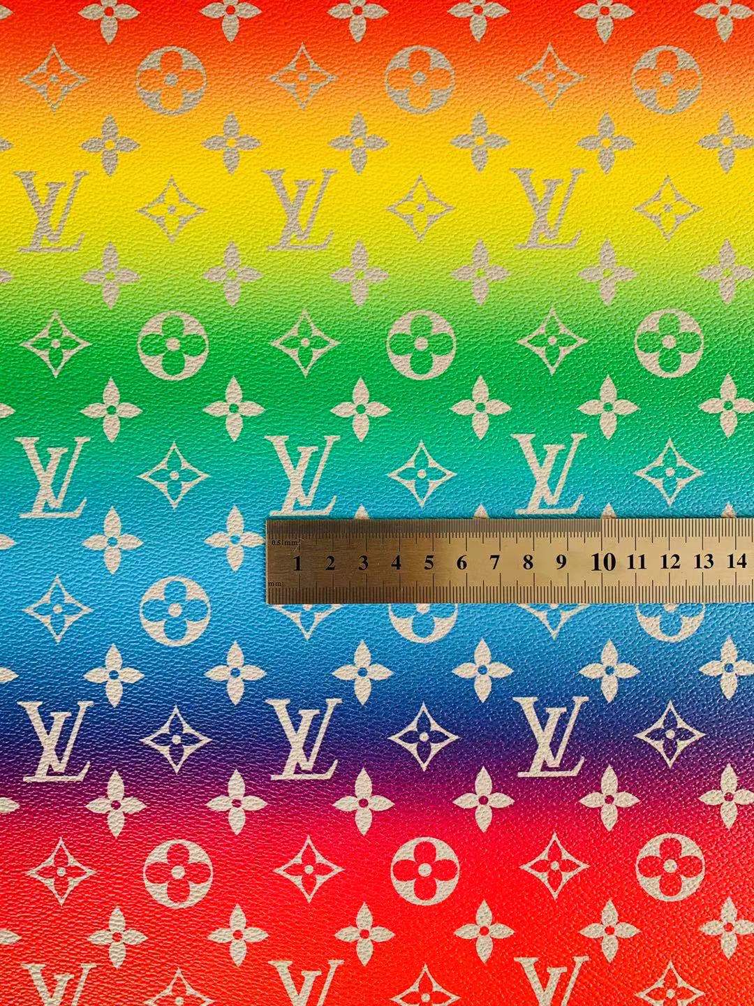 Classic LV Rainbow Faux Crafting leather fabric Bag leather ,shoes leather ,Handicraft leather