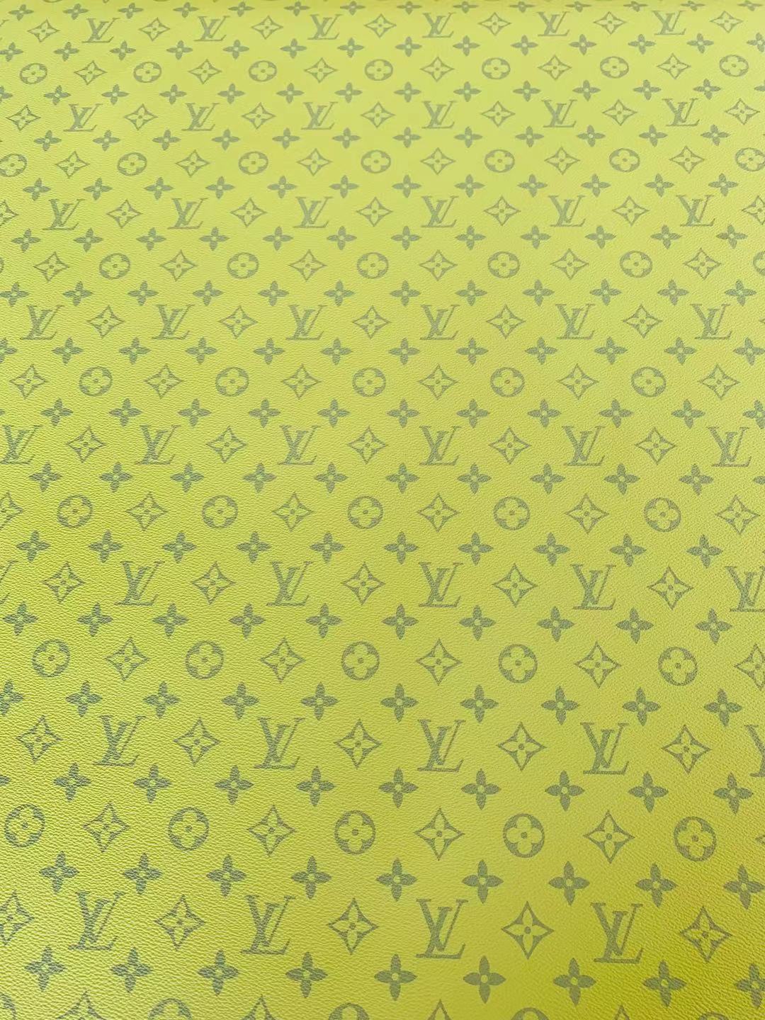 Classic LV crafting leather fabric For Handmade shoes ,bags ,DIY Handicrafts By Yards ( Bright Yellow )