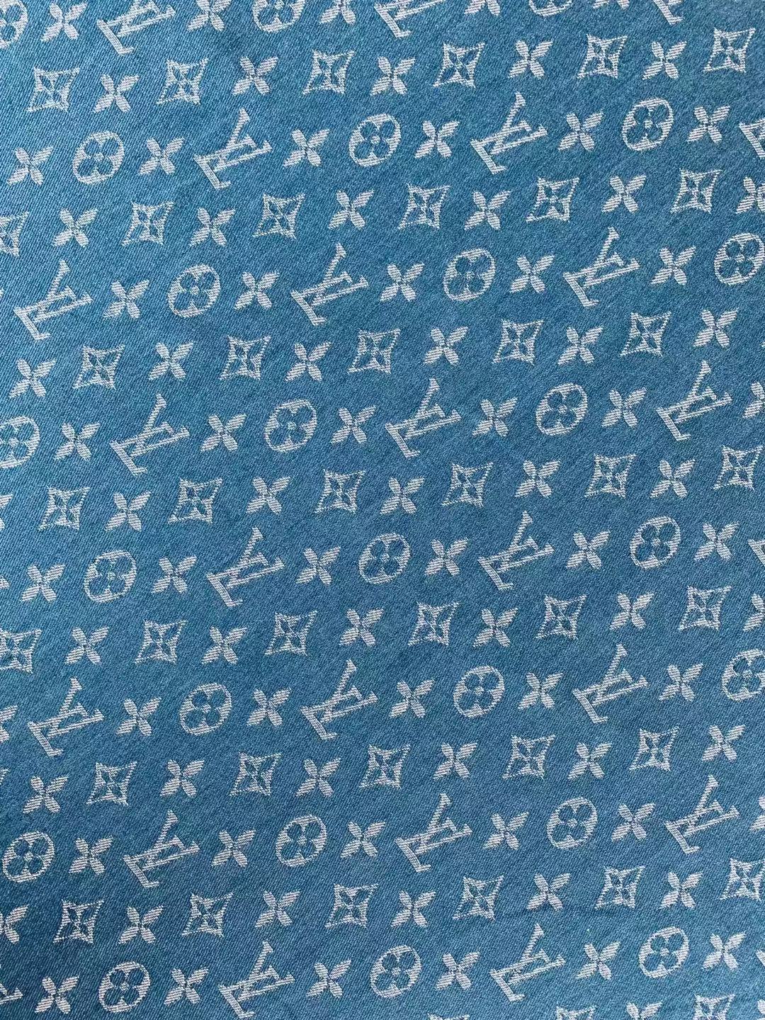 Fashion LV Wash Denim Woven Jacquard fabric ,Jean Fabric For Handmade Goods By Yard ( Wathet )