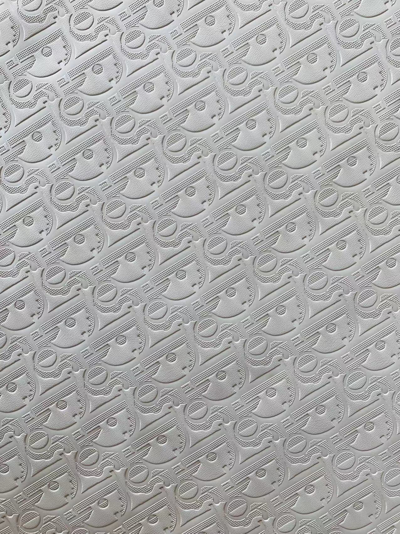 Classic Dior Embossed Craft Leather Fabric Shoes Leather , Bags Leather Fabric By Yards (White)