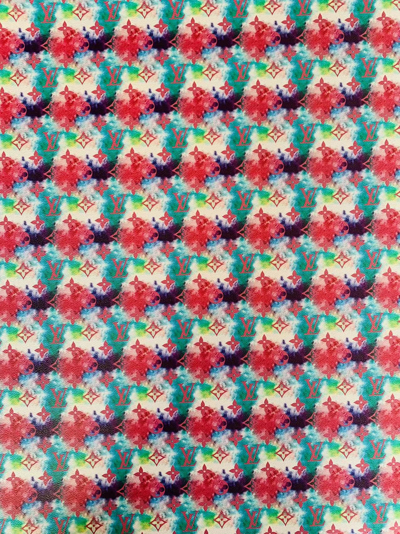 Classic LV Leather Case Fabric,Handmade Bag Fabric,Hand-made Shoes Fabric By Yard (Vague Red Green)