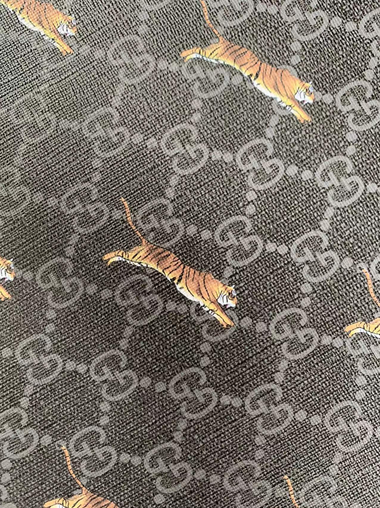 Classic Gucci With Tiger Leather Case Fabric,Handmade Bag Fabric,Hand-made Shoes Fabric, Black with Tiger Leather By Yards