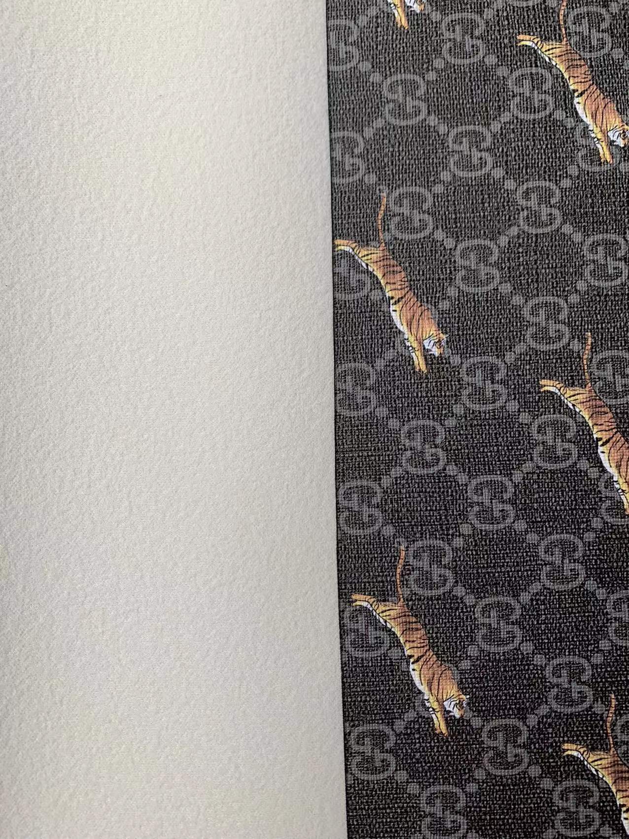 Classic Gucci With Tiger Leather Case Fabric,Handmade Bag Fabric,Hand-made Shoes Fabric, Black with Tiger Leather By Yards