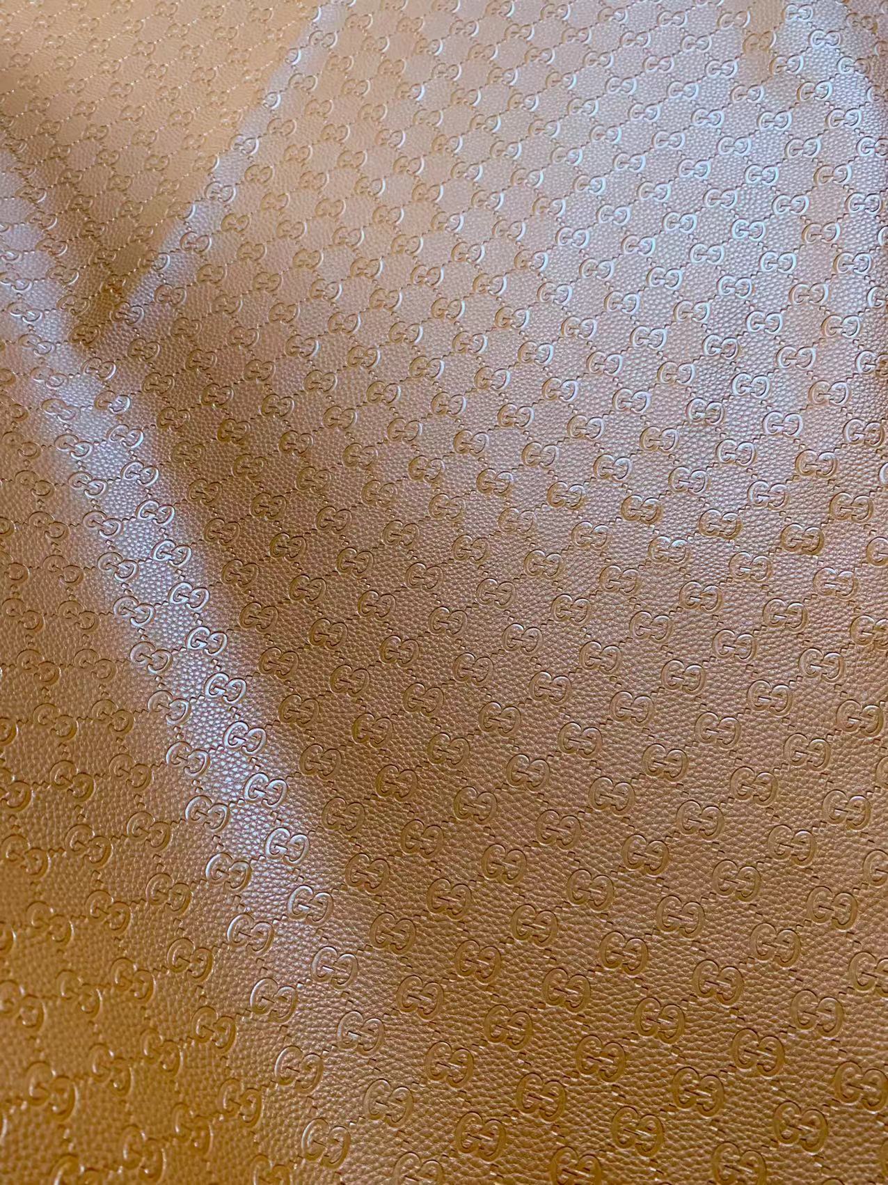 Classic Gucci Embossed Craft Leather Fabric Shoes Leather , Bags Leather Fabric By Yards (Tan)