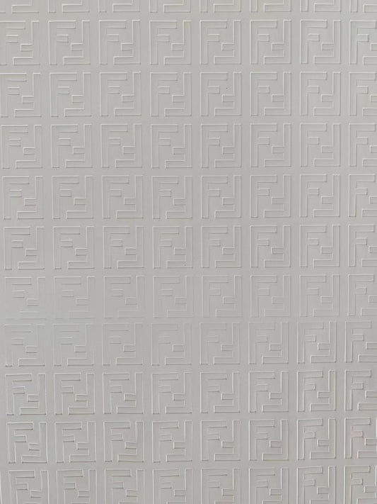 Classic Fendi Embossed  Craft Leather Fabric Shoes Leather , Bags Leather Fabric By Yards (White)