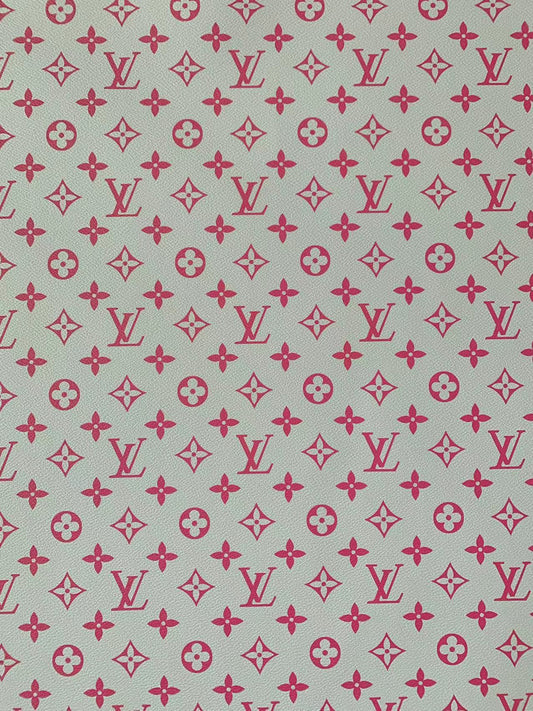Classic Deep Pink LV Leather Case Fabric,Handmade Bag Fabric,Hand-made Shoes Fabric By Yard