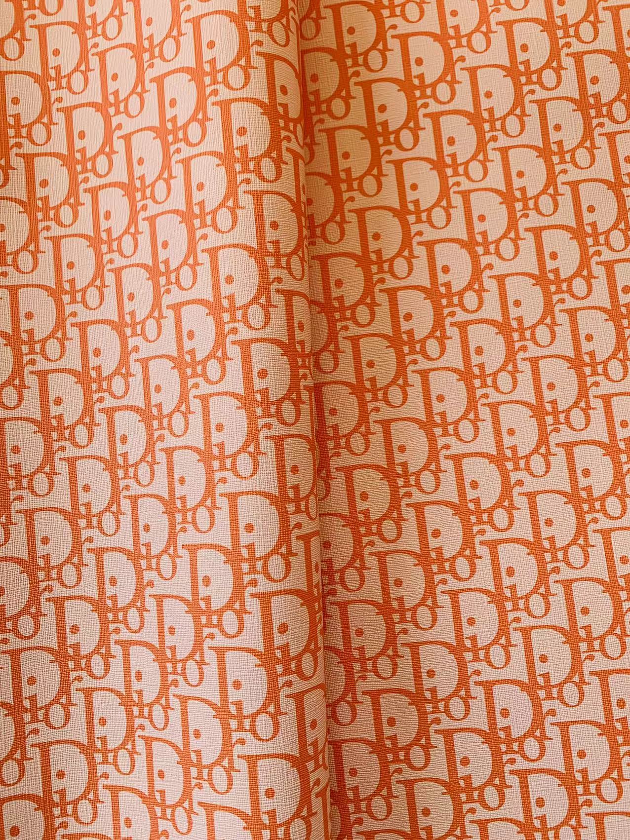 Classic Orange Dior Leather Case Fabric,Handmade Bag Fabric,Hand-made Shoe Fabric By Yard