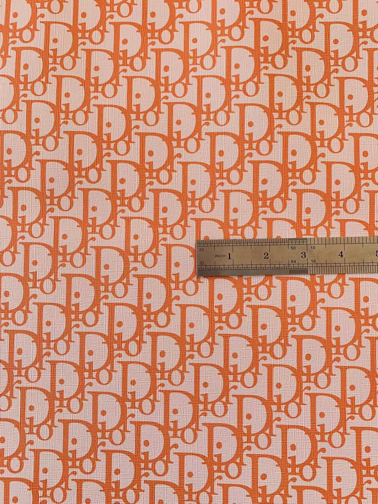 Classic Orange Dior Leather Case Fabric,Handmade Bag Fabric,Hand-made Shoe Fabric By Yard