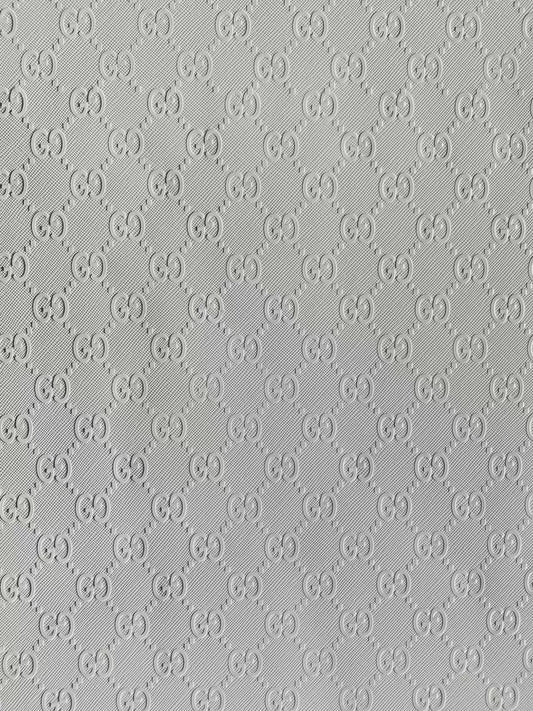 Fashion White Gucci Embossed Leather Fabric For Handmade Shoes ,Bags Handicraft Goods By Yards