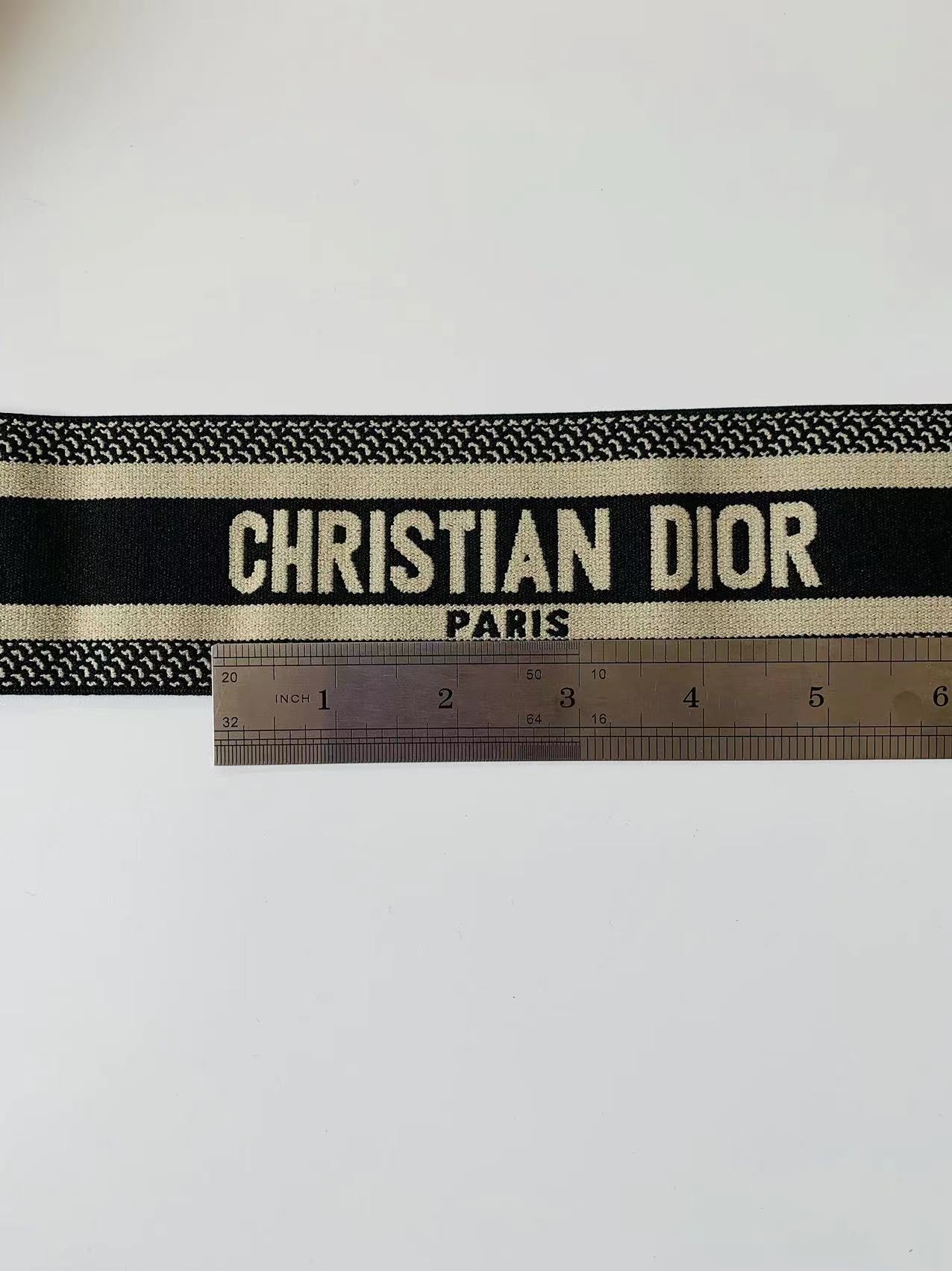 Christian Dior Paris 2.5 inch Elastic Strap ,Handmade Striped Ribbon Trim Embroidered For shoes ,Bags ,Clothing ,Handicrafts By Yard (Black)