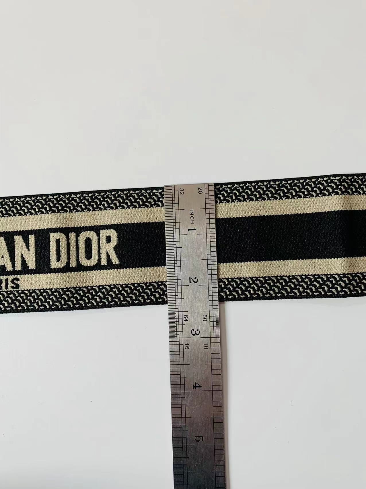 Christian Dior Paris 2.5 inch Elastic Strap ,Handmade Striped Ribbon Trim Embroidered For shoes ,Bags ,Clothing ,Handicrafts By Yard (Black)